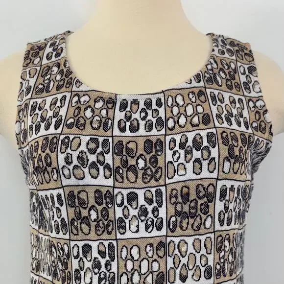 St. John Knit Tank Top Sweater Shell Sleeveless Printed Neutral Multicolor S - Picture 2 of 11